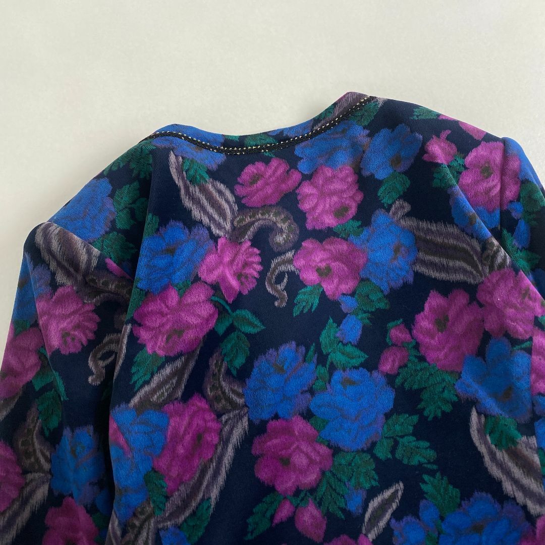 VINTAGE - 英国製 JAEGER ゴールド 花柄 ノーカラージャケット L