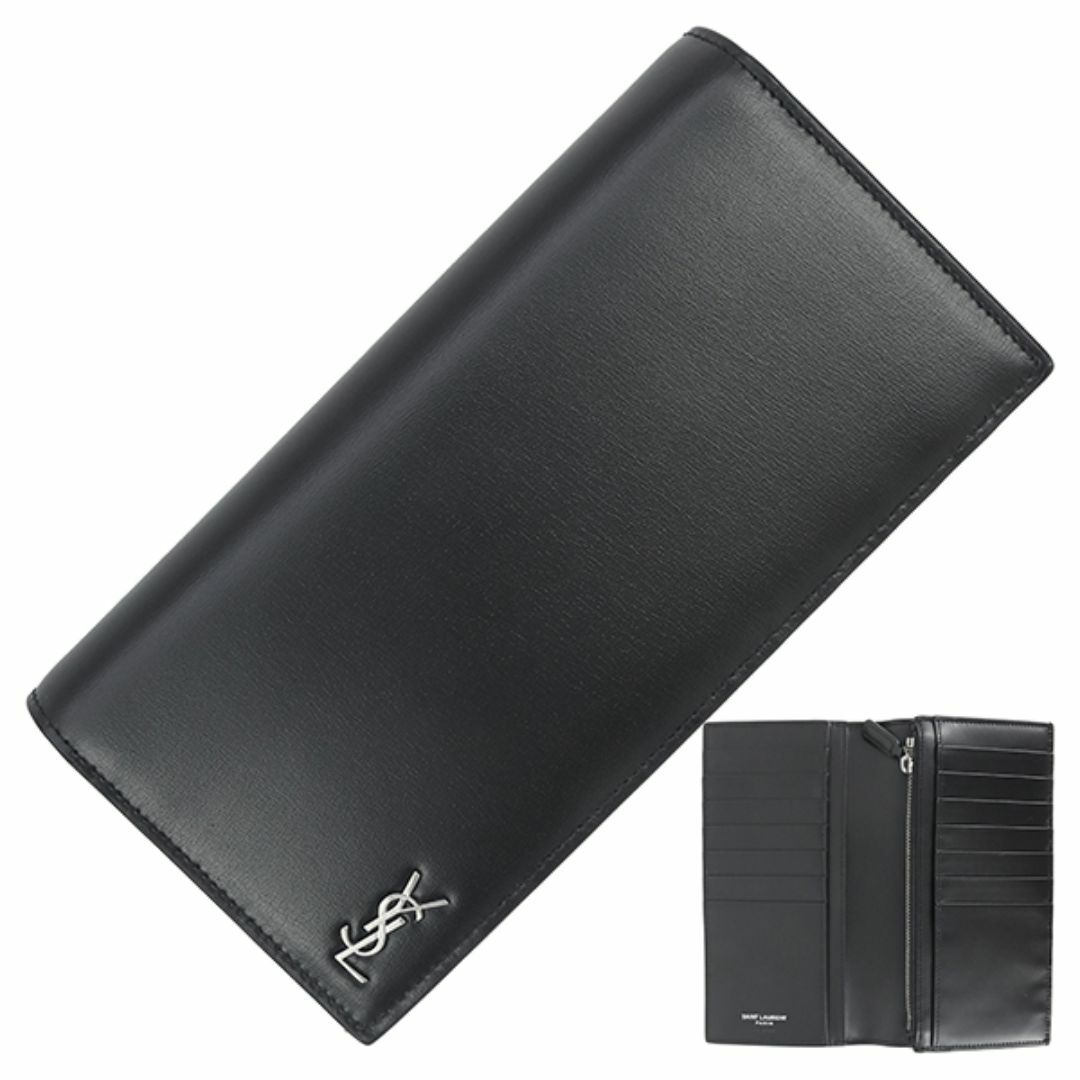 SAINT LAURENT - サンローラン コンチネンタルウォレット タイニーカサンドラ カーフレザー ブラック シルバー ユニセックス 新品 h-h050