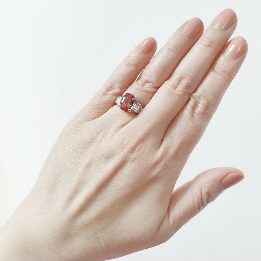 Pt900 インペリアルトパーズ リング 4.8ct D0.72ct 14号の通販 Pt900 インペリアルトパーズ リング 4.8ct D0.72ct 14号の通販