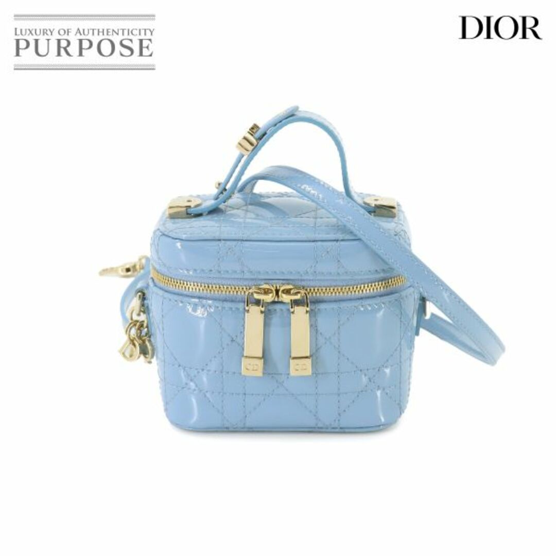 未使用 展示品 クリスチャン ディオール Christian Dior レディディオール マイクロ バニティ 2way ハンド ショルダー バッグ パテントレザー ブルー S0935OWCB VLP 90251589