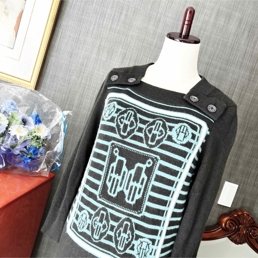 HERMES - 美品 HERMES エルメス ニット カシミヤ グリーン HERMES - 美品 HERMES エルメス ニット カシミヤ グリーン
