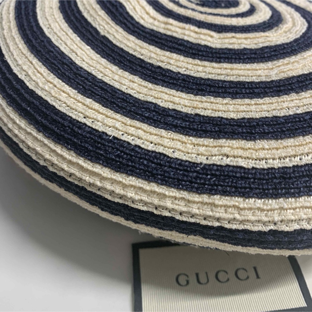 【美品】GUCCI アレッサンドロミケーレ ヘンプ ベレー帽 グリーンストライプ 美品】GUCCI アレッサンドロミケーレ ヘンプ ベレー帽 グリーン
