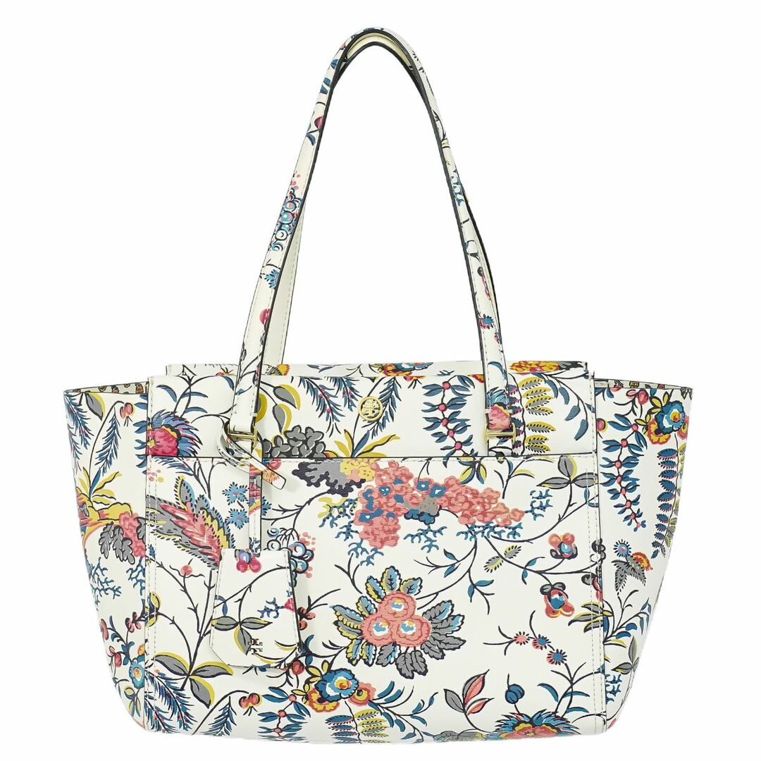 Tory Burch - 本物 トリー バーチ TORY BURCH 花柄 ショルダーバッグ トートバッグ レザー ホワイト マルチカラー バッグ 中古