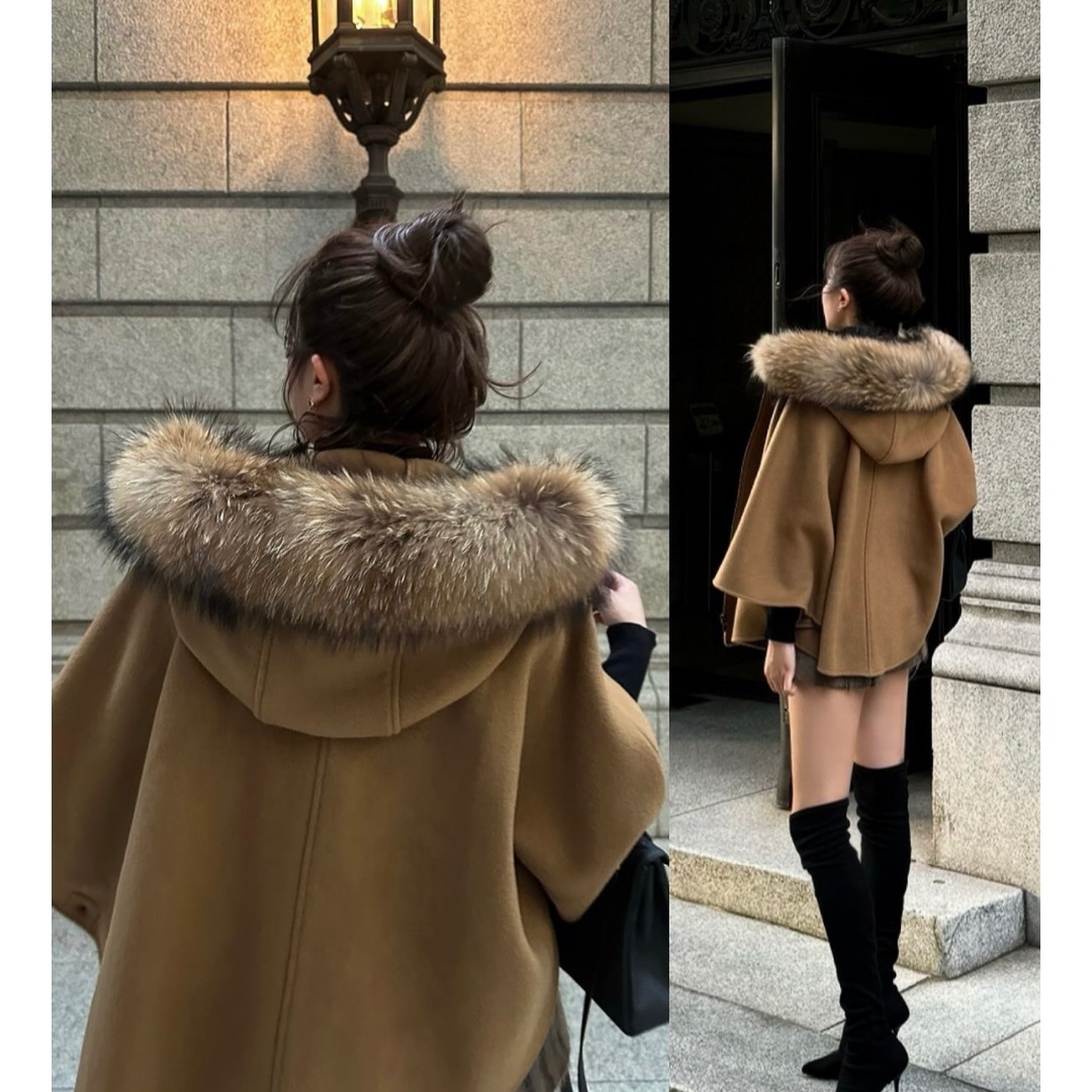 sheller FOX fur cape coat（Sheared Mink fur Cape with Silver