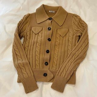 ミュウミュウ(MIU MIU)の極美品 miumiu カーディガン ブラウン/キャメル系 38(カーディガン)