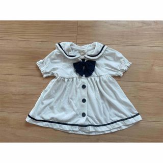 PETIT CADEAU セーラー服 リボン 80 白 紺系 ワンピース(ワンピース)