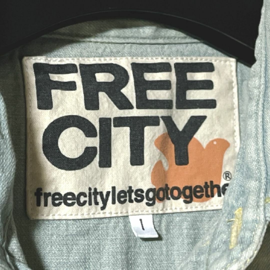 フリーシティ 半袖デニムシャツ 1 FREE CITY ダメージ加工 ウエスタン メンズのトップス(シャツ)の商品写真