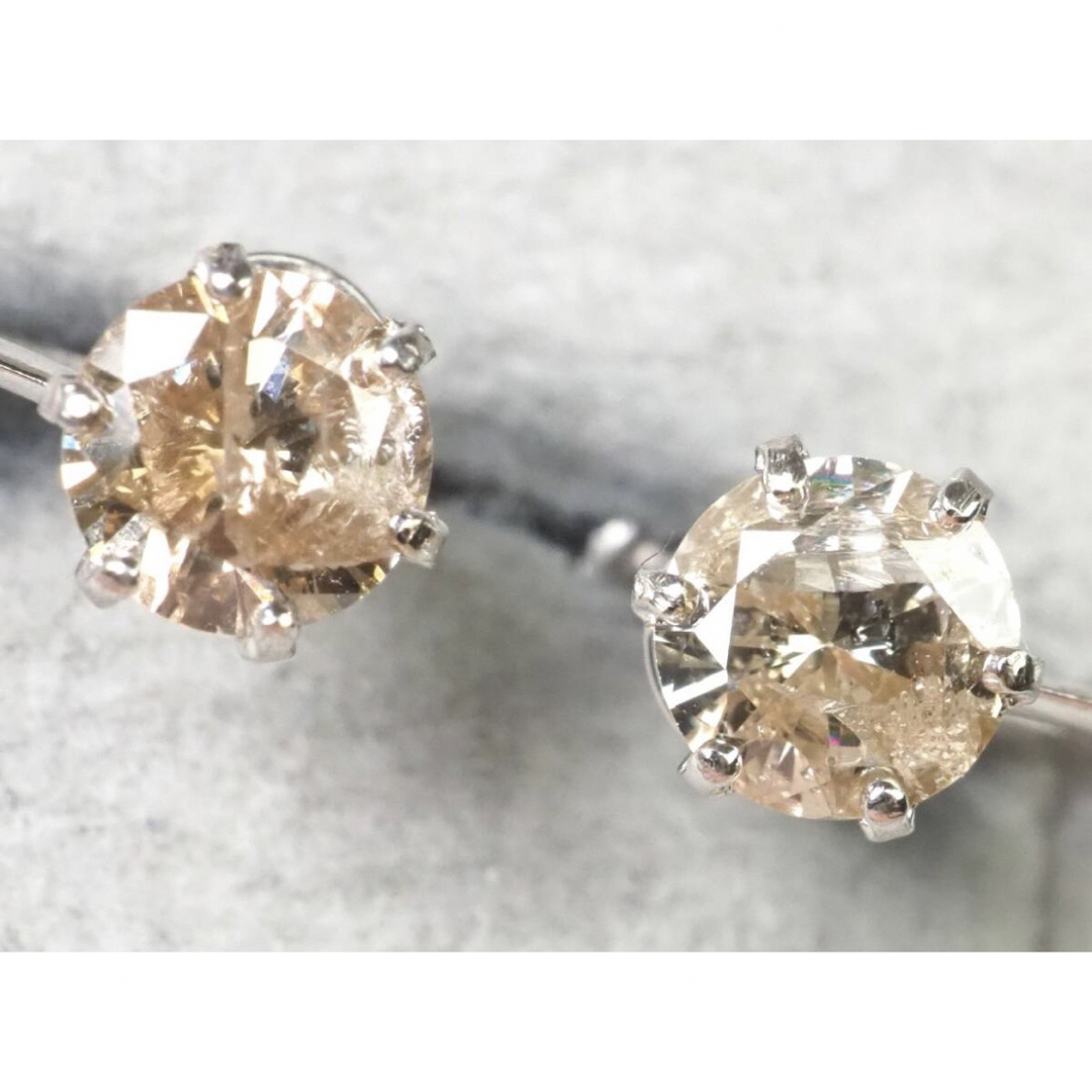 特価ブログのポータルサイト K18WG天然ダイヤモンドイヤリング 美品 0.35ct/0.35cj ダイヤモンド