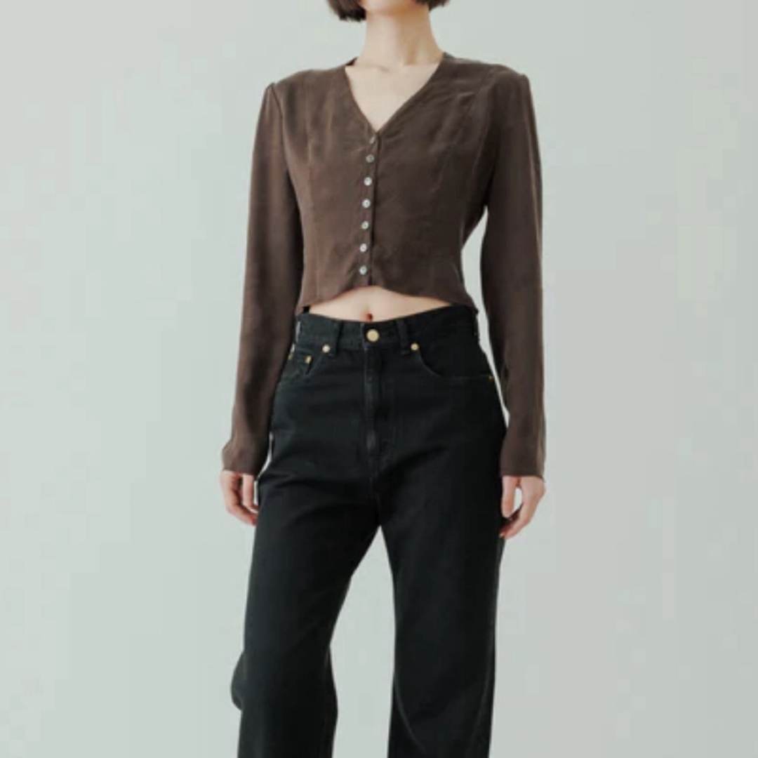 値下げ】yo BIOTOP corset blouse ダークブラウン 値下げ】yo BIOTOP corset blouse ダークブラウン