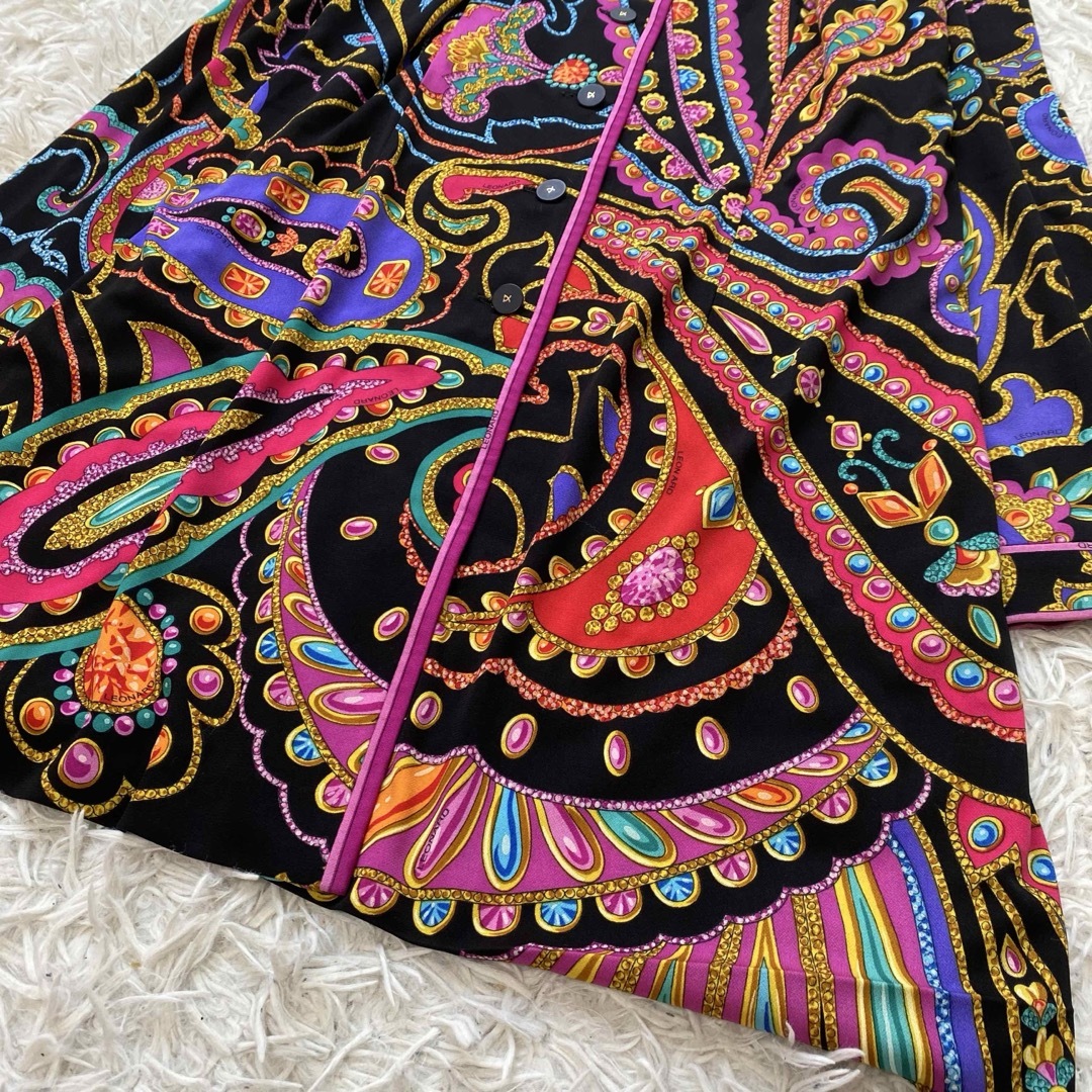 美品✨レオナール カーディガン 秋服 ノーカラー ジャケット 美品✨レオナール カーディガン 秋服 ノーカラー ジャケット