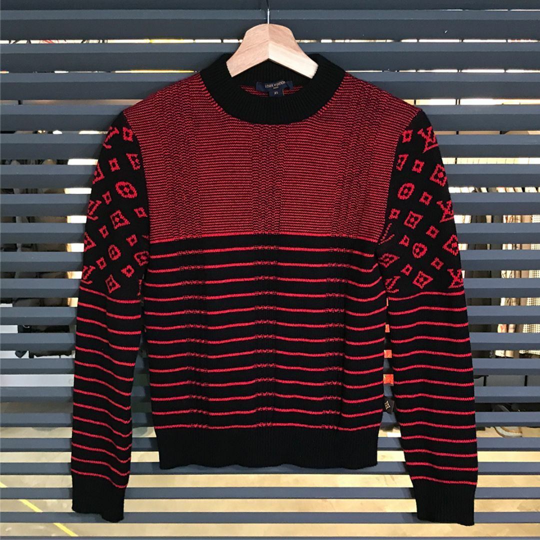 LOUIS VUITTON - 超美品 ルイヴィトン 20AW モノグラム 長袖 ニット セーター XS レッド