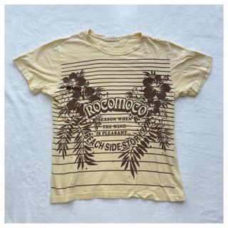 y2k 平成ギャル ROCOMOCO ハイビスカス 夏 英字 半袖 Tシャツ(Tシャツ(半袖/袖なし))