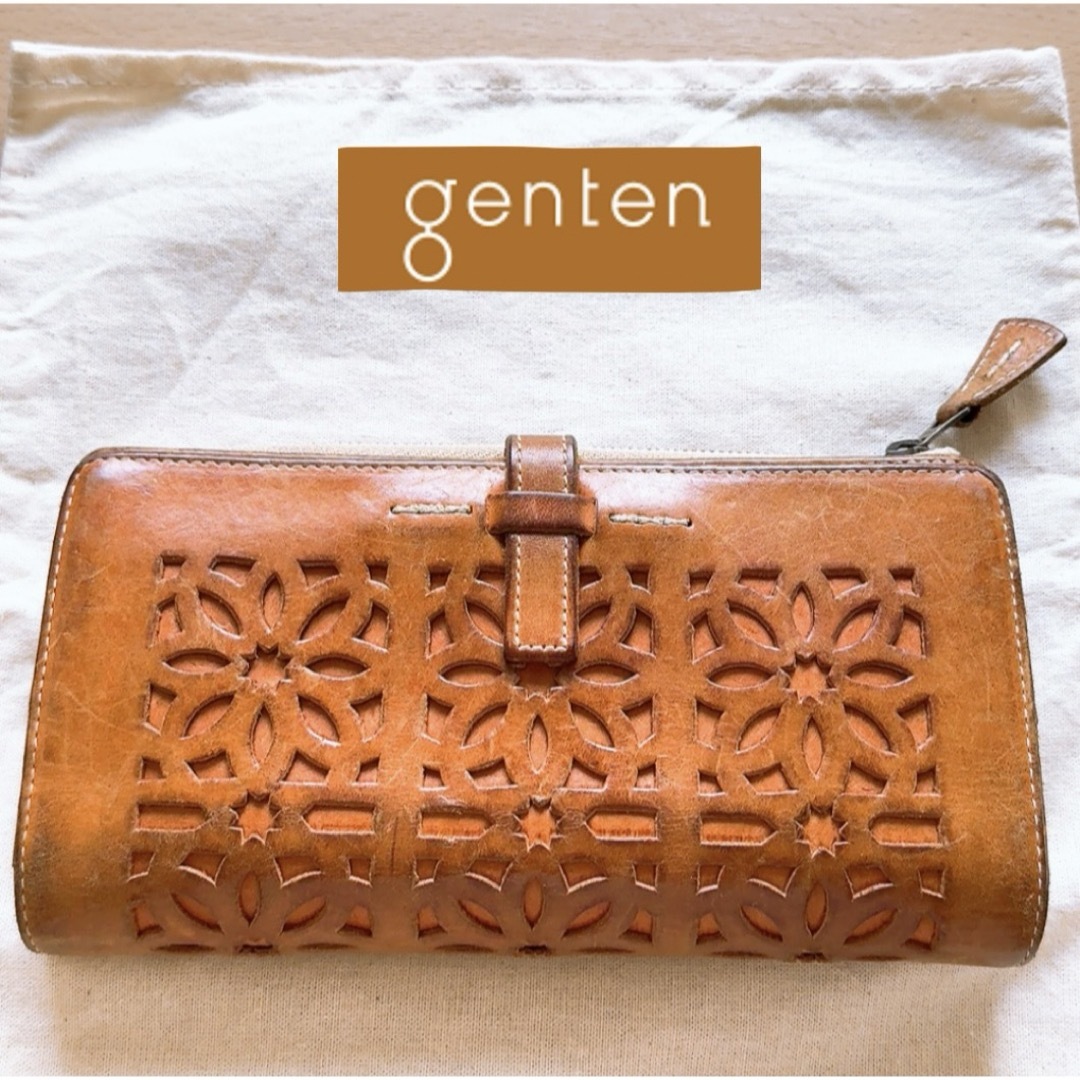 genten - genten ゲンテン カットワーク 長財布L字ファスナー genten - genten ゲンテン カットワーク 長財布L字ファスナー