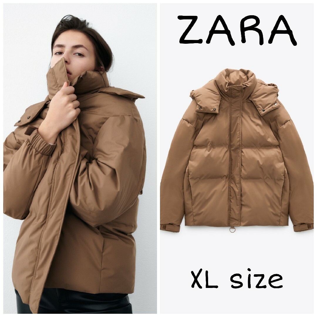 ZARA - ZARA フード付きキルティングジャケット XLサイズ ZARA - ZARA フード付きキルティングジャケット XLサイズ
