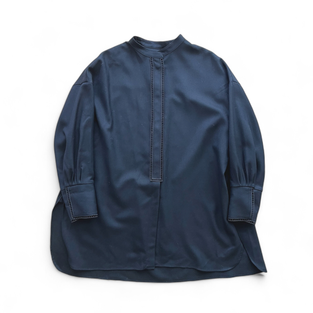 ebure エブール ウールサキソニー テントラインブラウス シャツ ebure エブール ウールサキソニー テントラインブラウス シャツ