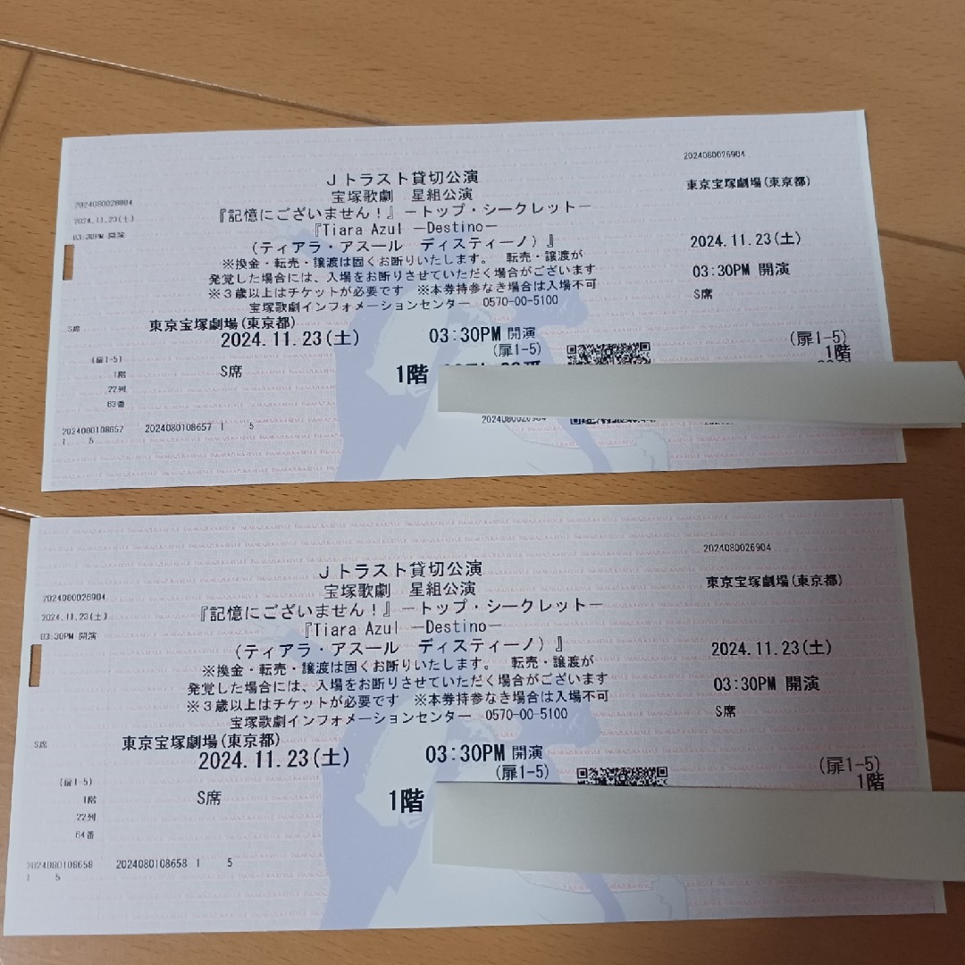 宝塚 - 東京宝塚劇場 公演チケット 星組貸切公演 S席ペアチケットの 宝塚 - 東京宝塚劇場 公演チケット 星組貸切公演 S席ペアチケットの