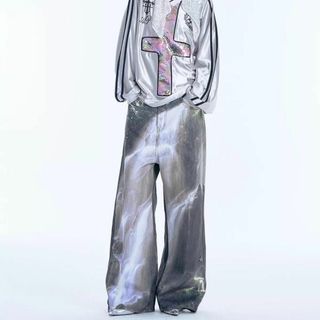 ユナイテッドアローズ(UNITED ARROWS)のAPRIORITY WaterFall 滝 プリント柄 ルーズ デニム ワイド(デニム/ジーンズ)