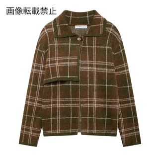 🎻10月新作🎷15625◆チェック 柄 ニット カーディガン(カーディガン)