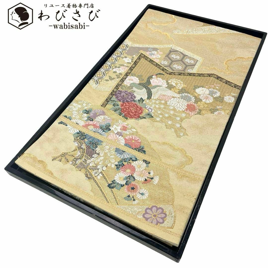 袋帯 九百錦 花鳥華飛鶴 本金二重箔 金糸 O-4032 - 着物・浴衣 袋帯 九百錦 花鳥華飛鶴 本金二重箔 金糸 O-4032 - 着物・浴衣