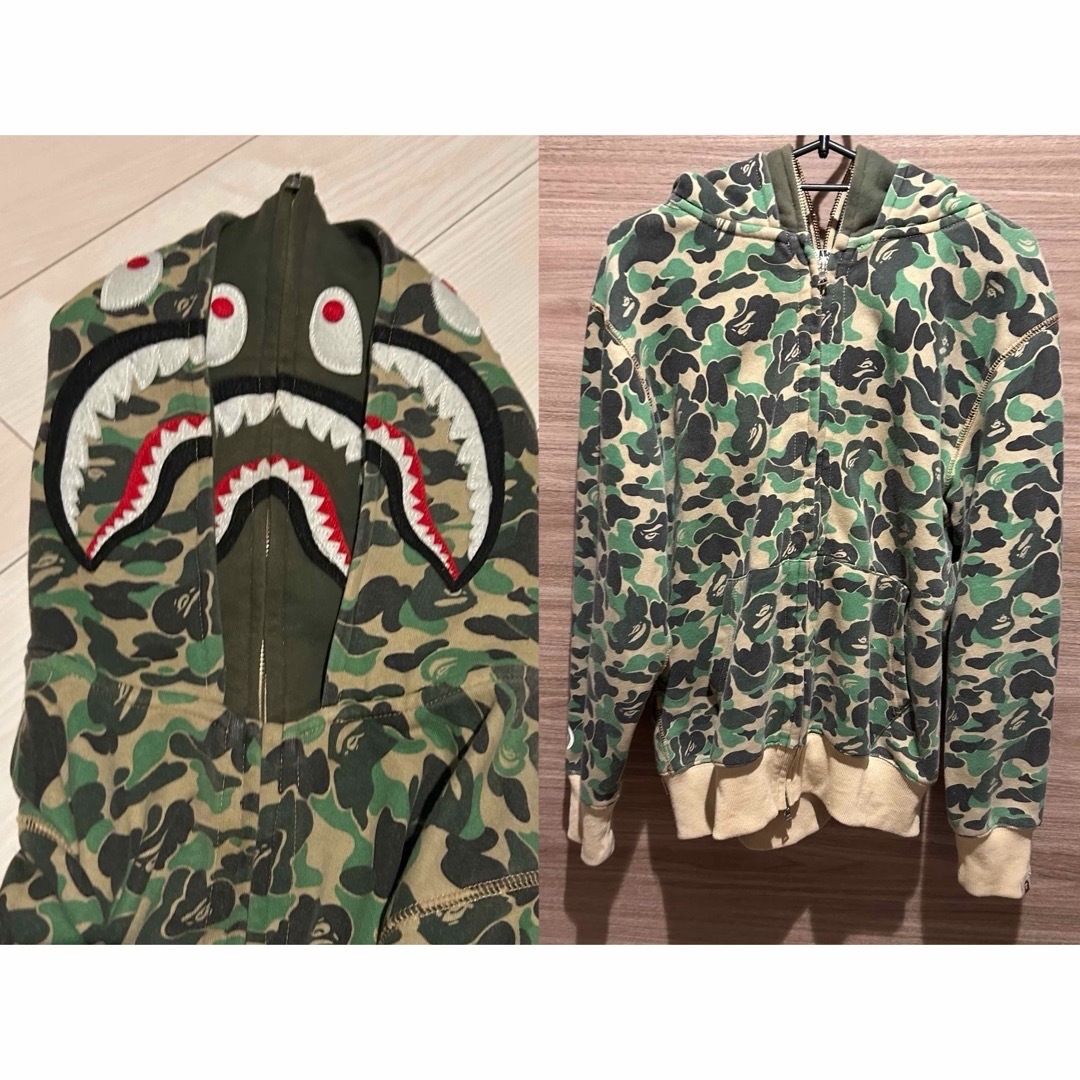 エイプ 迷彩パーカーWGM刺繍ダブルフードシャークパーカーの通販 エイプ 迷彩パーカーWGM刺繍ダブルフードシャークパーカーの通販