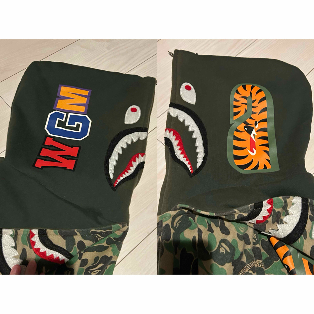 エイプ 迷彩パーカーWGM刺繍ダブルフードシャークパーカーの通販 エイプ 迷彩パーカーWGM刺繍ダブルフードシャークパーカーの通販