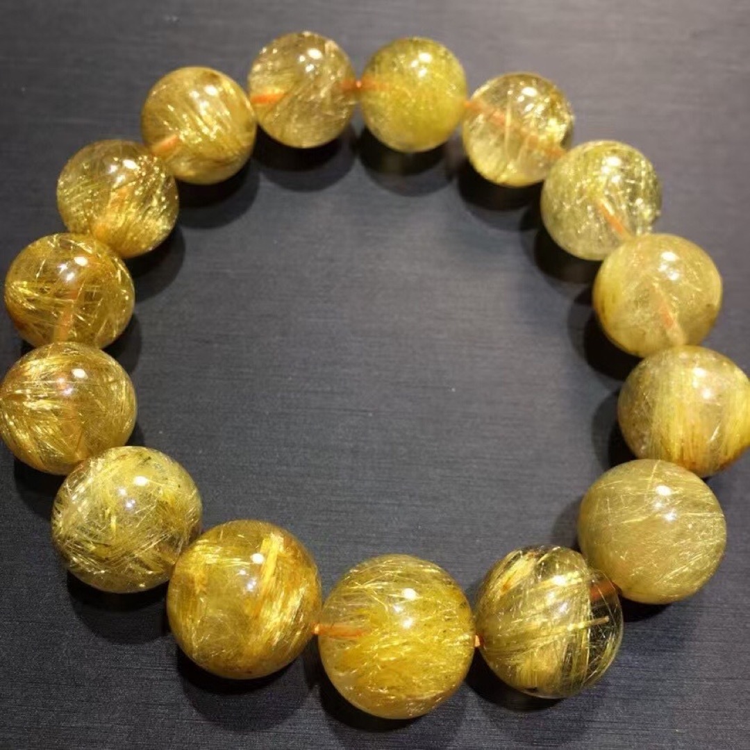 ⭐︎【天然】タイチンルチルクオーツ ブレスレット 14mm 63.7g ⭐︎【天然】タイチンルチルクオーツ ブレスレット 14mm 63.7g