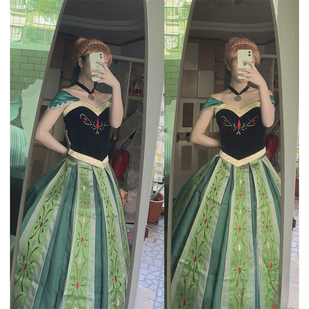 Dハロ アナ雪 コスプレ アナ 戴冠式ドレス 大人 ハロウィーン Dハロ アナ雪 コスプレ アナ 戴冠式ドレス 大人 ハロウィーン