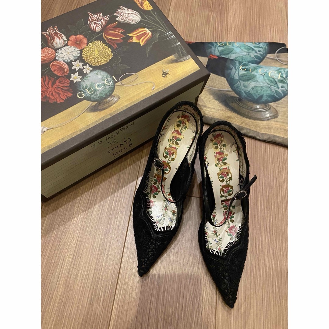 GUCCI - GUCCI 黒 レース パンプス　ハイヒール　24センチ