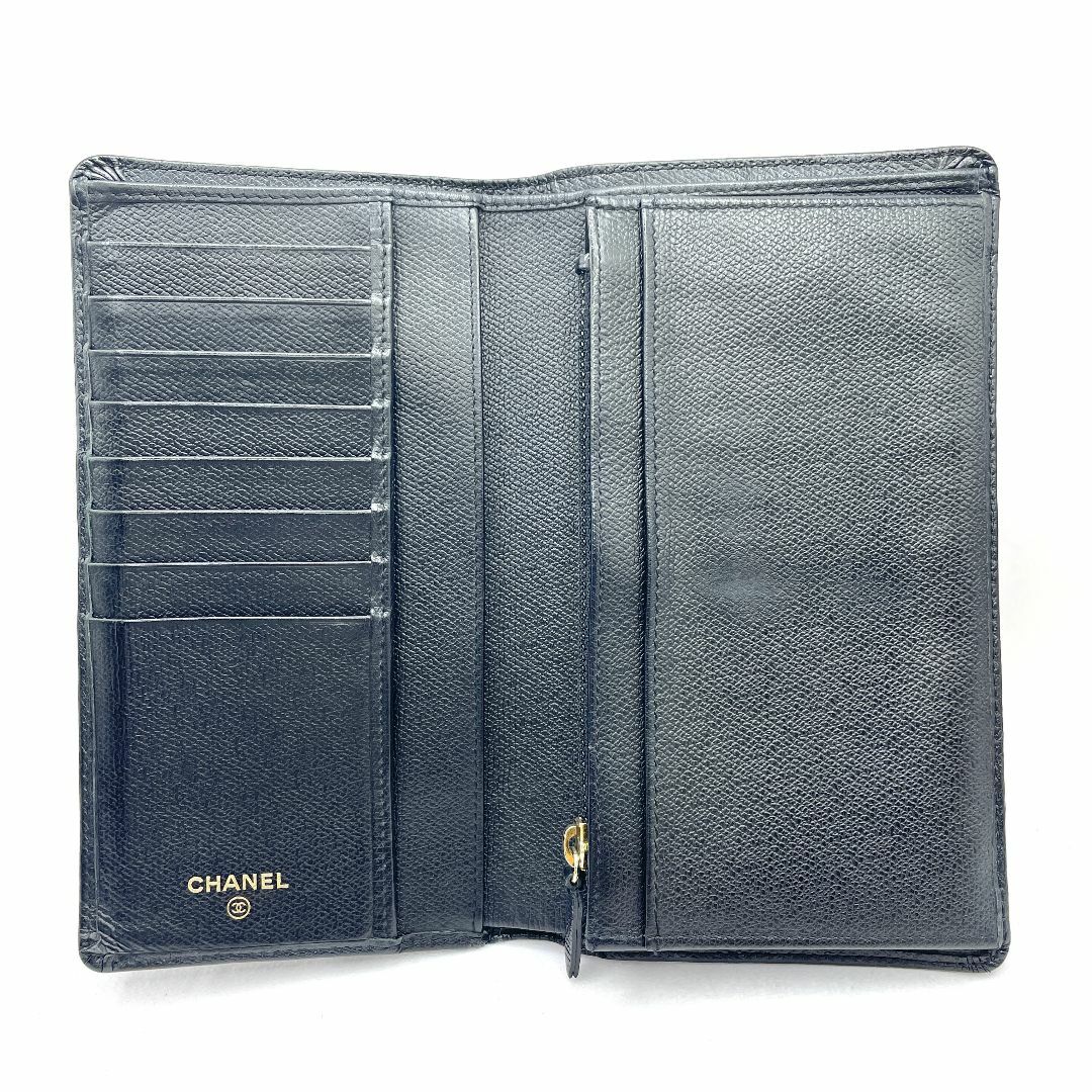 超美品　217 CHANELココボタン レザー 二つ折り 長財布　ブラック 超美品217 CHANELココボタン レザー 二つ折り 長財布ブラック