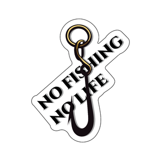 NOFISHINGNOLIFE ステッカー 縦タイプ ホワイト 車 バス 釣り(その他)