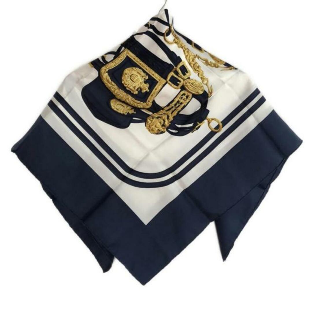 HERMES(エルメス) スカーフ カレ90 ダークネイビー×イエロー×白 HERMES(エルメス) スカーフ カレ90 ダークネイビー×イエロー×白