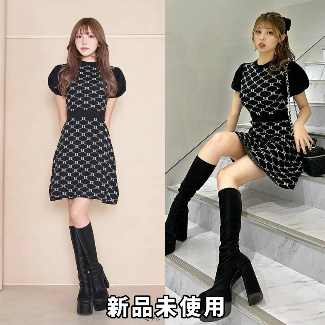 Darich - ダーリッチ DDモノグラムフレアミニワンピース ロゴ 柄 Darich - ダーリッチ DDモノグラムフレアミニワンピース ロゴ 柄