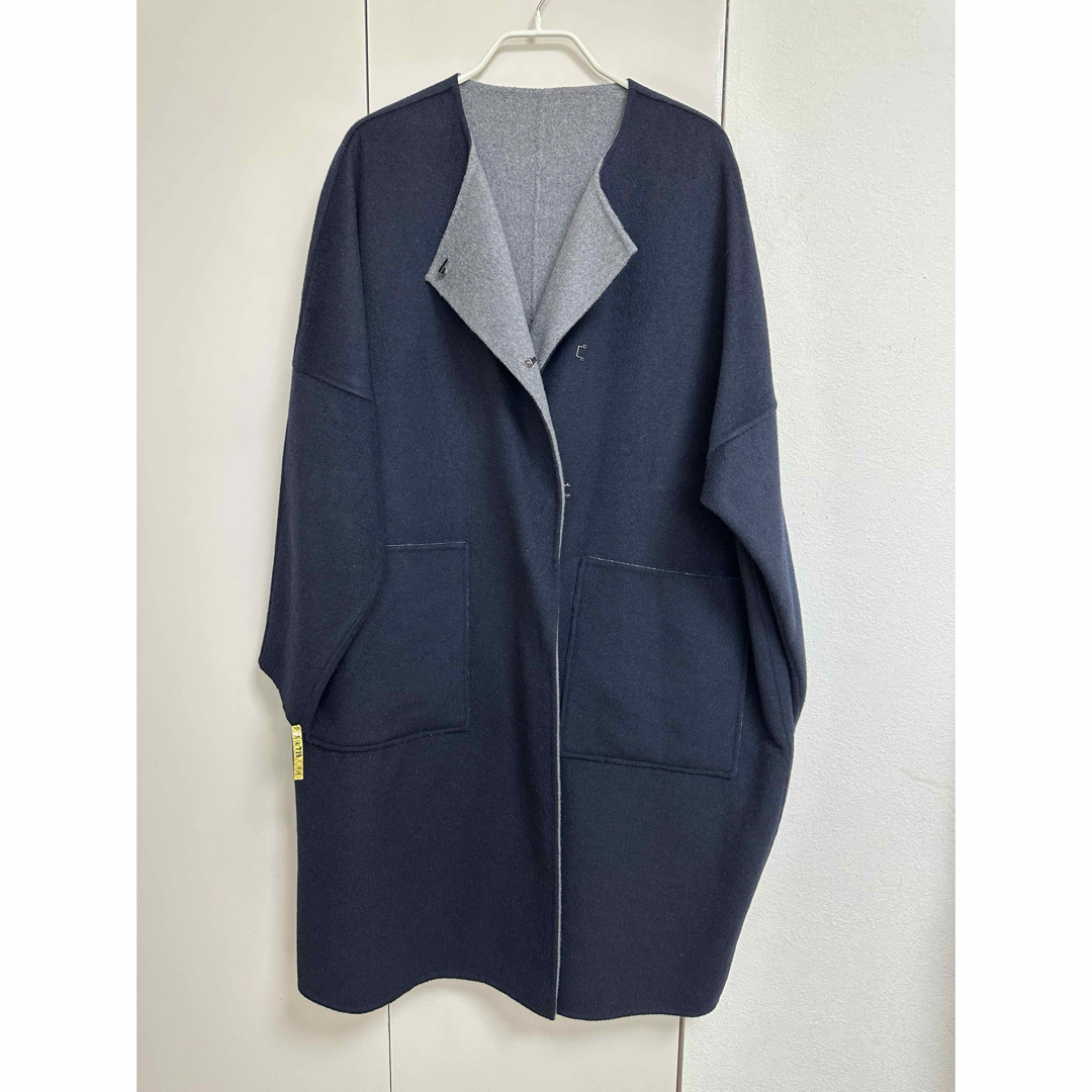 bow.a リバーシブルウールコート ネイビー ロングコート bow.a リバーシブルウールコート ネイビー ロングコート