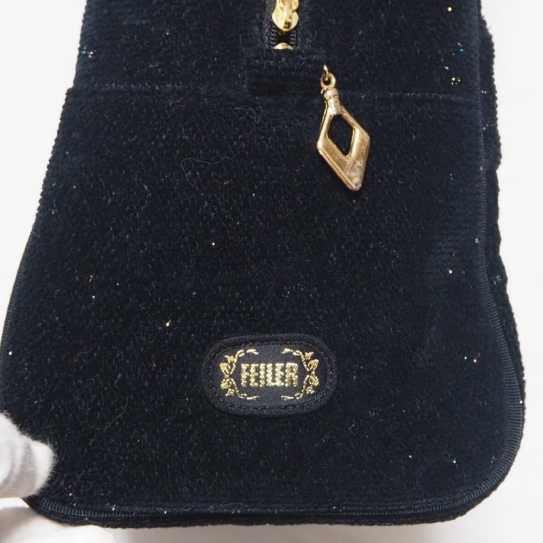 美品 FEILER フェイラー ハンドバッグ ラメ ブラック 希少 美品 FEILER フェイラー ハンドバッグ ラメ ブラック 希少
