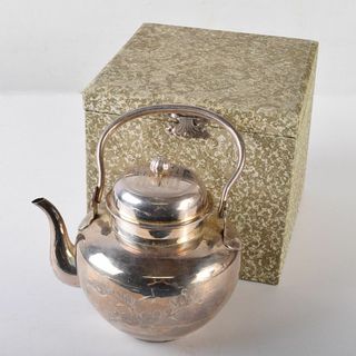 銀製　SILVER刻印　彫金　梅鳥 文　銚子　約278ｇ　U　R7956(金属工芸)