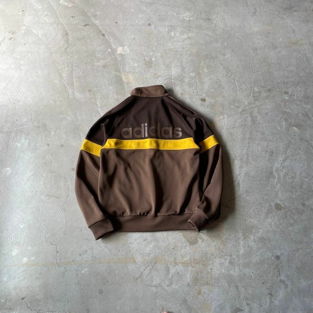 希少ブラウン】adidas背面ビッグロゴ古着トラックジャケットあい 希少ブラウン】adidas背面ビッグロゴ古着トラックジャケットあい