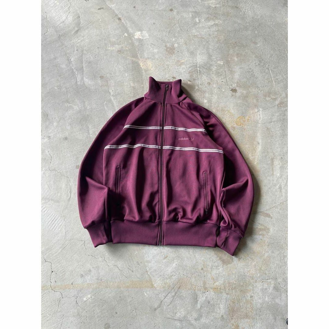 希少カラー】adidasワインレッド古着トラックジャケット刺繍ロゴ 希少カラー】adidasワインレッド古着トラックジャケット刺繍ロゴ
