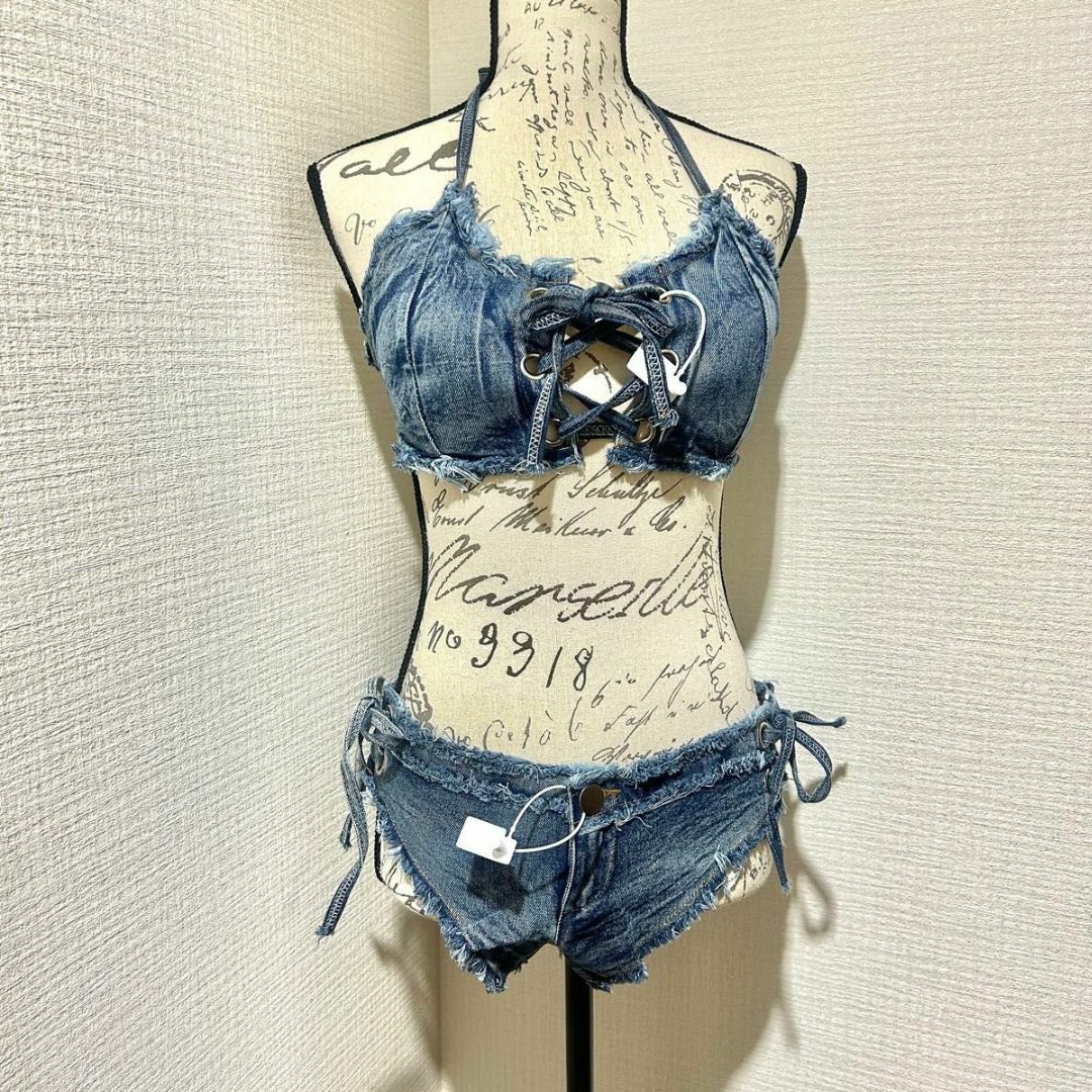 ビキニ 水着 デニム レディース セットアップ Lサイズ 上下 ビキニ 水着 デニム レディース セットアップ Lサイズ 上下