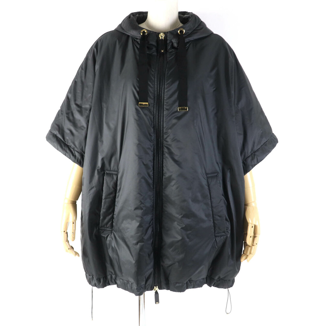極美品☆Max Mara The Cube  マックスマーラ ザキューブ テクニカル キルティング フード付 中綿入り ポンチョ ブラック M 正規品 レディース