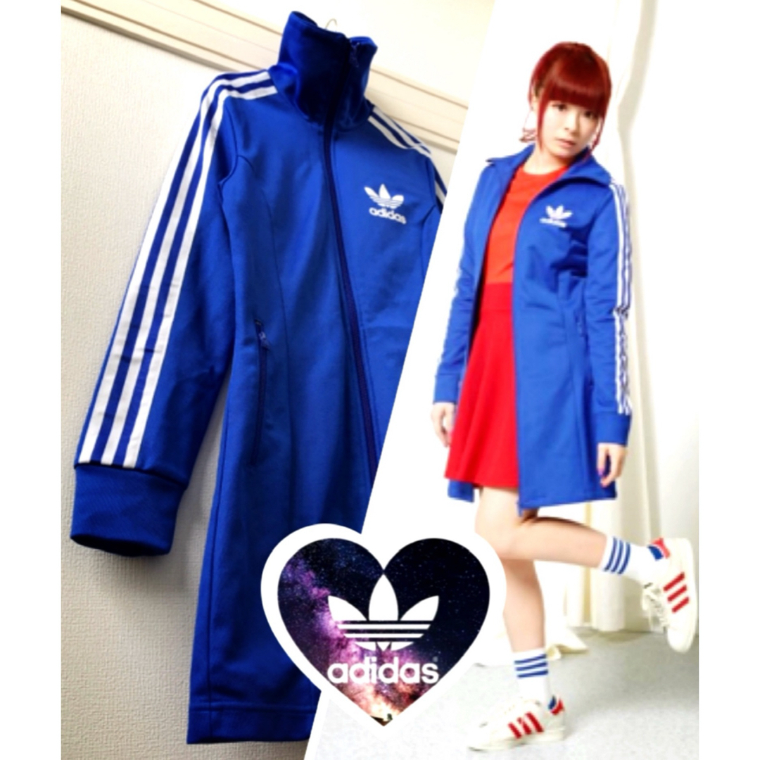 adidas - アディダス ワンピース ジャージ ジャケット ブルー 青 adidas - アディダス ワンピース ジャージ ジャケット ブルー 青
