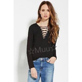 フォーエバートゥエンティーワン(FOREVER 21)の【新品♥︎︎∗︎*ﾟ】Forever21★レースアップトップス(カットソー(長袖/七分))