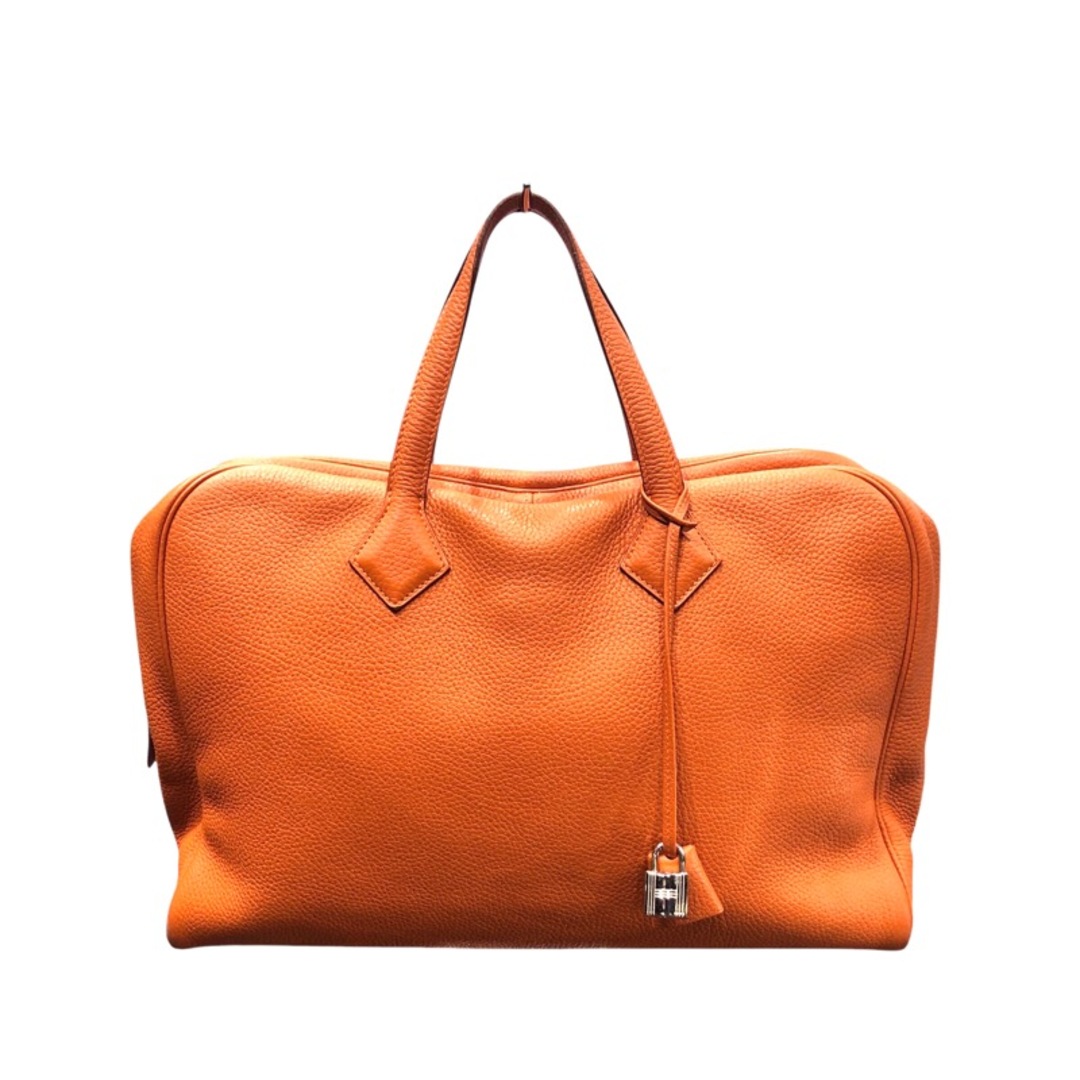 HERMES - 　エルメス HERMES ヴィクトリア2 12H X刻印 オレンジ シルバー金具 トリヨンクレマンス ユニセックス トートバッグ