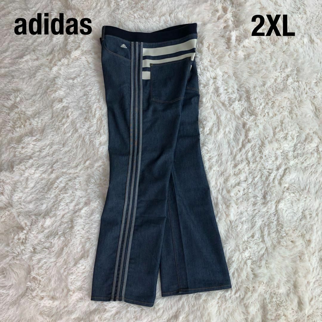 adidas - 【美品】adisasアディダスデニムパンツトラックパンツ2XLジーンズジャージ