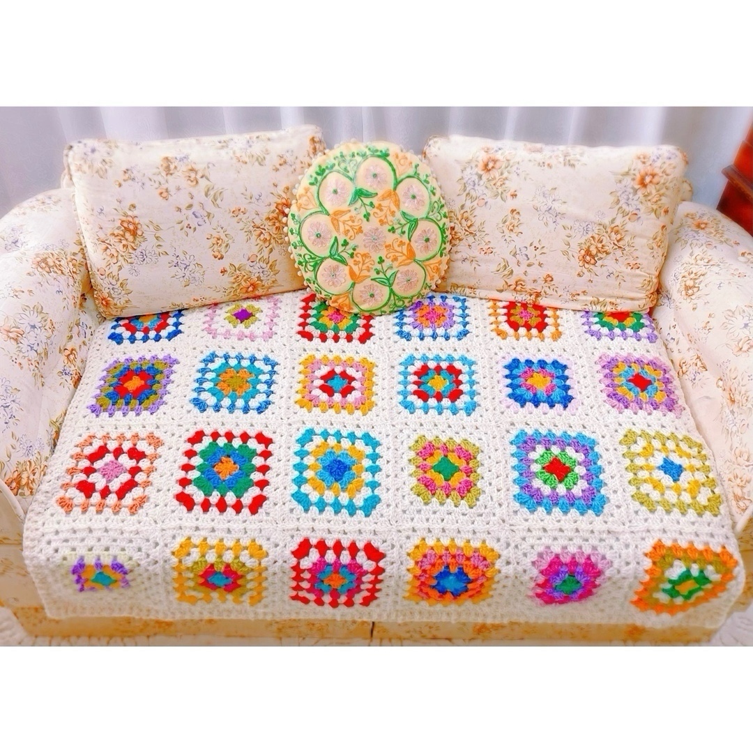 ハンドメイド 手編み ぎょうぎょうしく ブランケット ソファー ハンドメイド 手編み ぎょうぎょうしく ブランケット ソファー