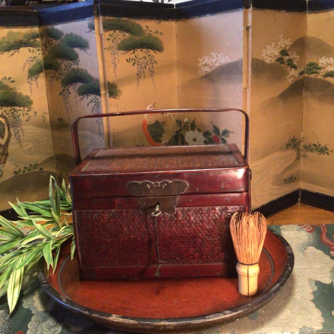 A875 茶道具 煎茶 竹籠 堤藍 茶箱 鉄線網 竹工芸品 民藝の通販 A875 茶道具 煎茶 竹籠 堤藍 茶箱 鉄線網 竹工芸品 民藝の通販