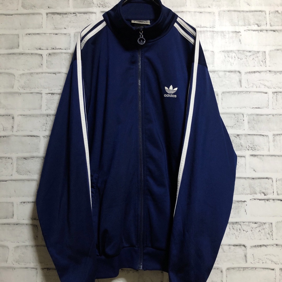 80s⭐️adidas トラックジャケット L 刺繍 vintage ネイビー白 80s⭐️adidas トラックジャケット L 刺繍 vintage ネイビー白