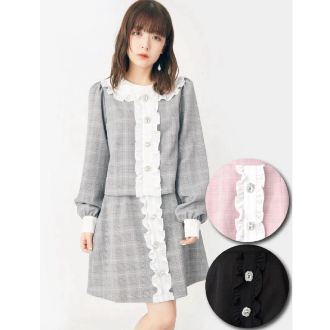 Ank Rouge - Ank Rouge ビジューボタン TOPS スカート Ank Rouge - Ank Rouge ビジューボタン TOPS スカート
