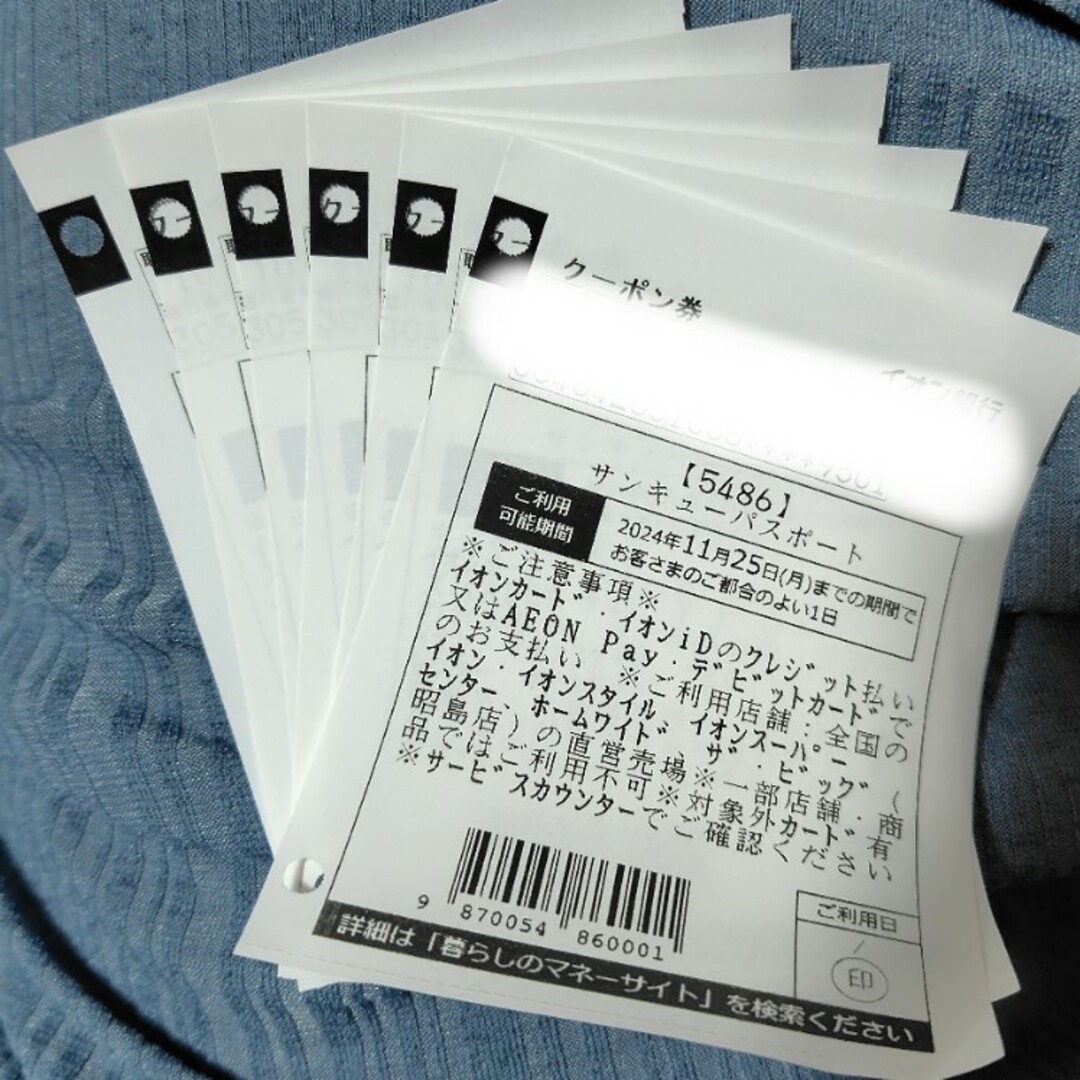 AEON(イオン)のサンキューパスポート 6枚/イオン チケットの優待券/割引券(ショッピング)の商品写真