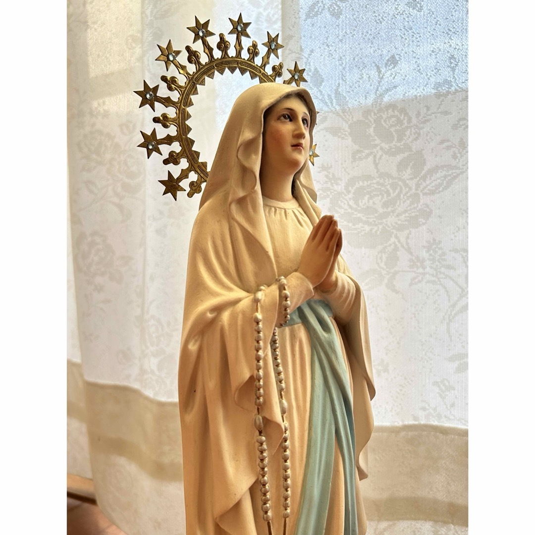 超超希少極美45cm】✞ ルルドの聖母マリア像 宗教彫刻 超超希少極美45cm】✞ ルルドの聖母マリア像 宗教彫刻
