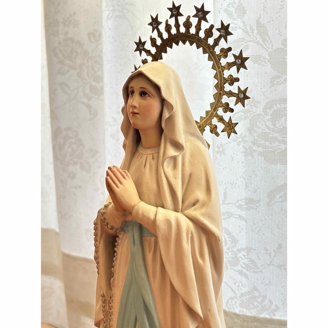 超超希少極美45cm】✞ ルルドの聖母マリア像 宗教彫刻 アンティーク 超超希少極美45cm】✞ ルルドの聖母マリア像 宗教彫刻 アンティーク